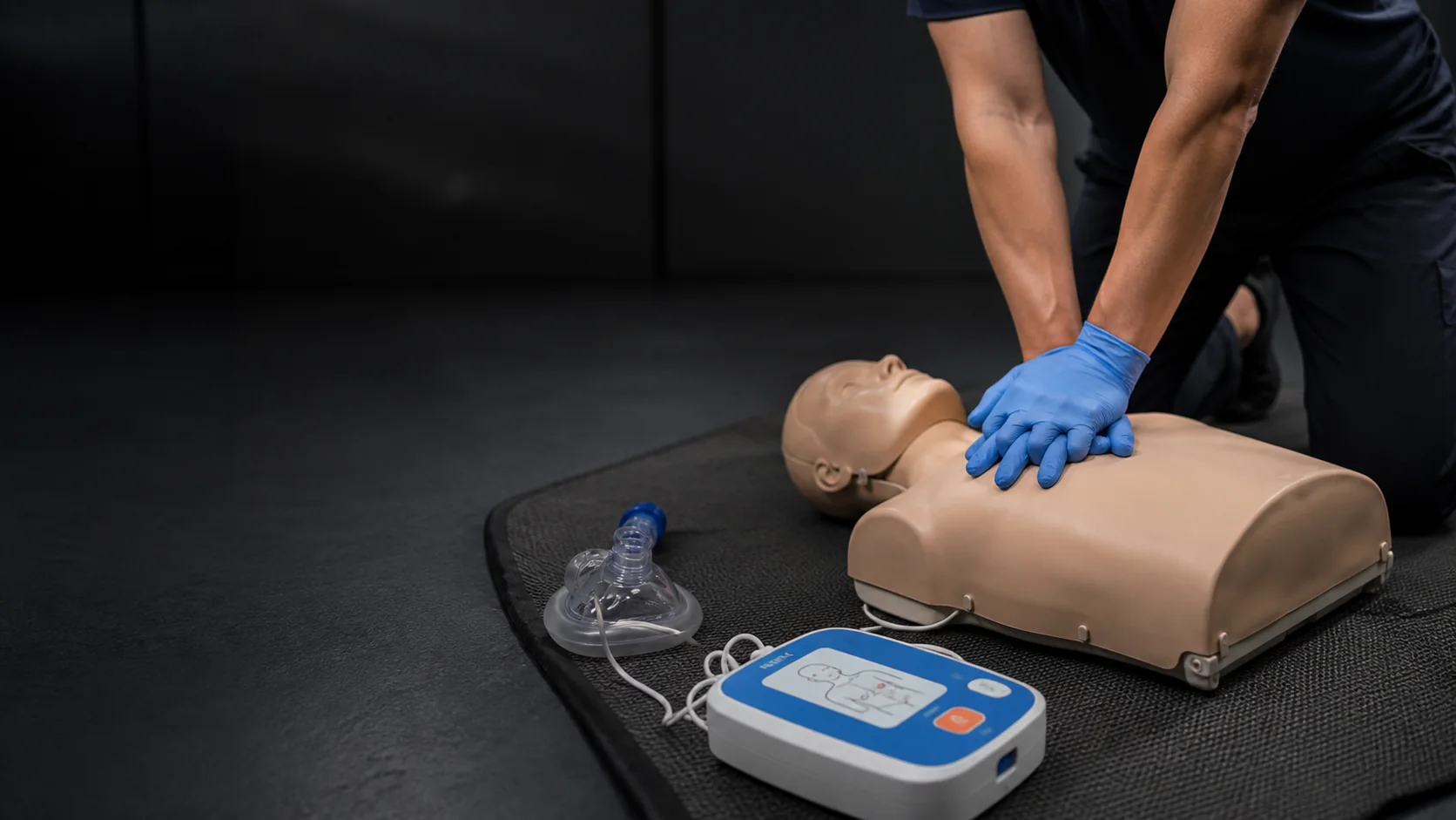 Adult CPR manikin used for BLS chest-compression and AED practice